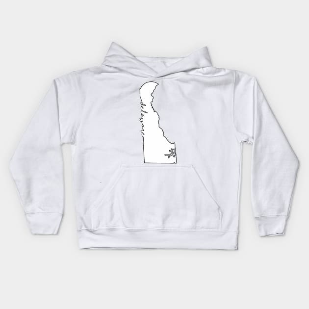 cursive delaware outline Kids Hoodie by thgsunset